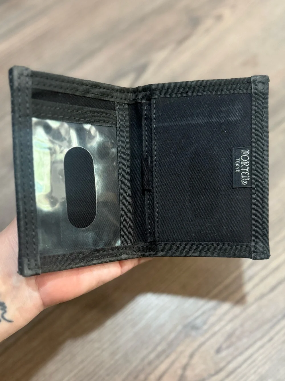 Porter Yoshida Tokyo Drawing Wallet Black Striped Canvas Card Holder Japan